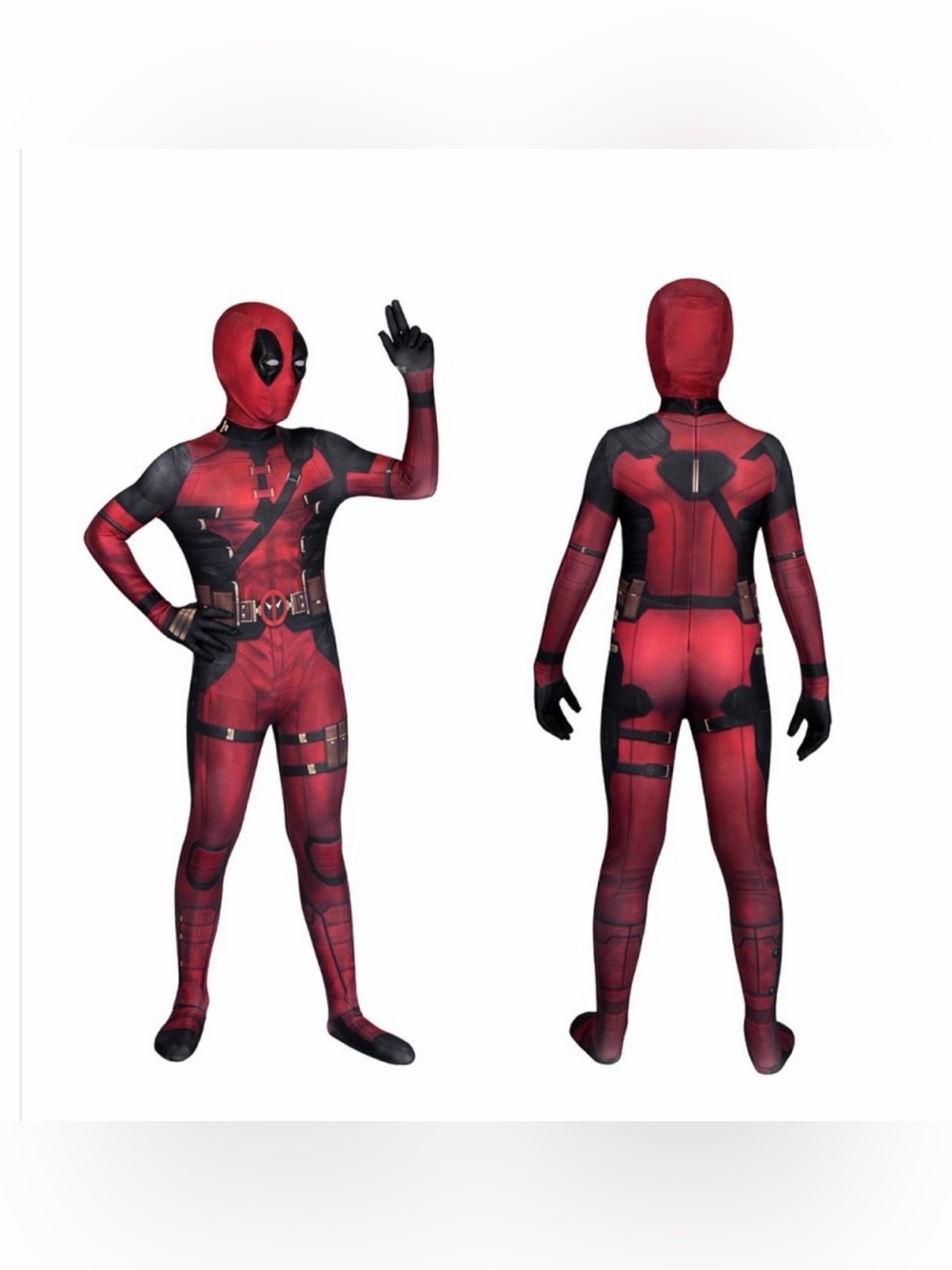 Halloween / Dress-up Kids Deadpool 3 Costume Cosplay Suit & face shell, Red, L